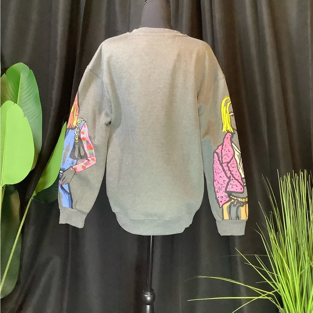 Ladies Graphic Sweatshirt with Colorful Characters - Picture 4 of 6